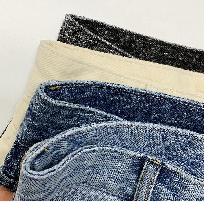 Dámské korejské džínové šortky áčkového střihu s vysokým pasem - Letní široké nohavice, volný střih, trendy