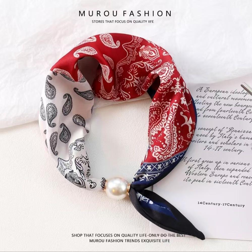 Printed Neck Scarf Breathable Magnetic Snap Scarf New Silk Scarf for Neck Wrap
