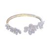 Three Flowers Full Zirconium Opening Bracelet Women's Three Leaves Inlaid Zirconium Bracelet Opening Bracelet