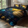 3D Universe Planet Three-Piece Planet Quilt Cover Abraded Cloth Pillowcase Bedding