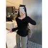 Women's Long-Sleeve Off-Shoulder Button-Up Base Layer Top - Stylish Autumn/Winter 2026 Arrival