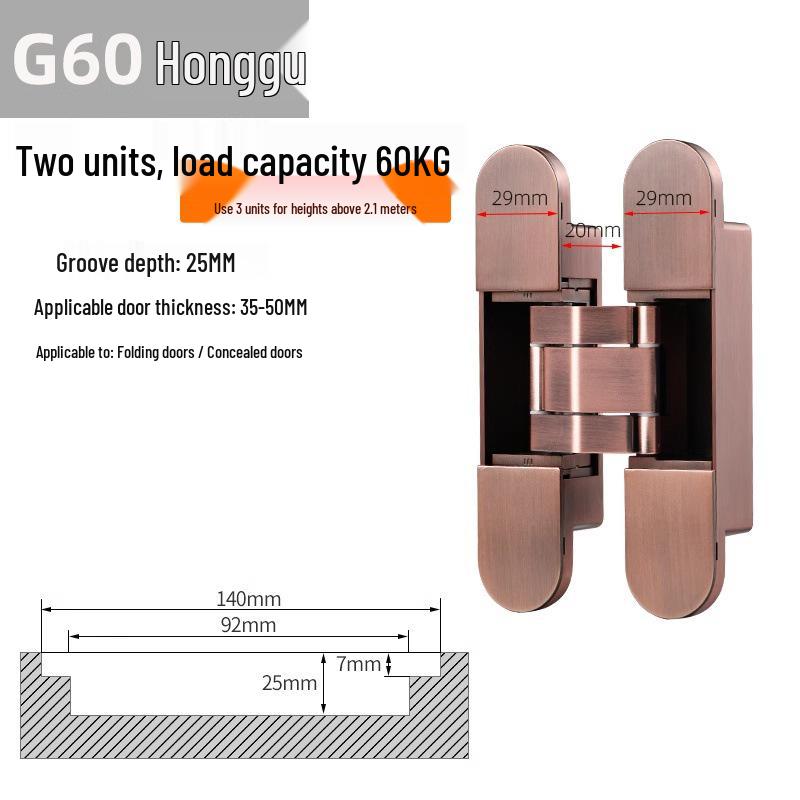 Adjustable 180° Concealed Door Hinges for Inward/Outward Opening Wooden Doors