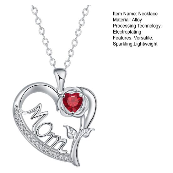 Halskette mit Liebesbotschaft „Mom“ und Rosenanhänger aus einer eleganten Legierung – das perfekte Geschenk zum Muttertag, für jeden Tag und für Partys.