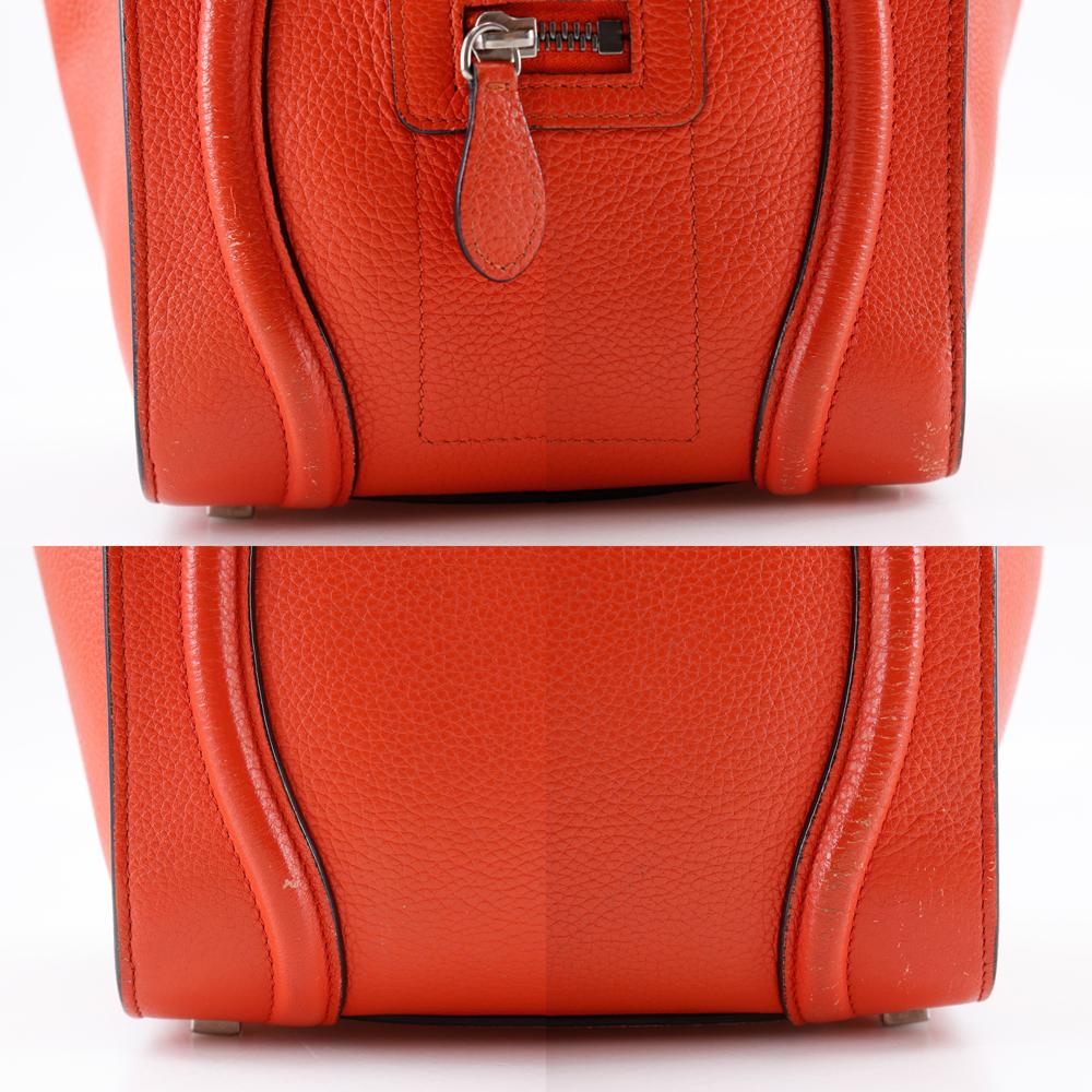 CELINE Luggage micro Handbag Red Calfskin Women Used