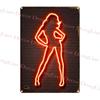 Vintage Colorful Neon Toilet Sign Sexy Woman Plaque Vintage Tin Sign Retro Metal Sign Decorative Plaque Wall Decor