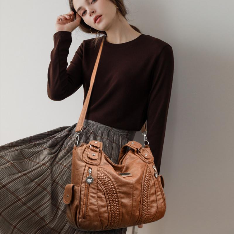 Τσάντα tote μεγάλης χωρητικότητας Ρετρό τσάντες ντιζάιν Μαλακό Pu δερμάτινο με πολλές τσέπες casual ανδρική τσάντα χιαστί ώμου