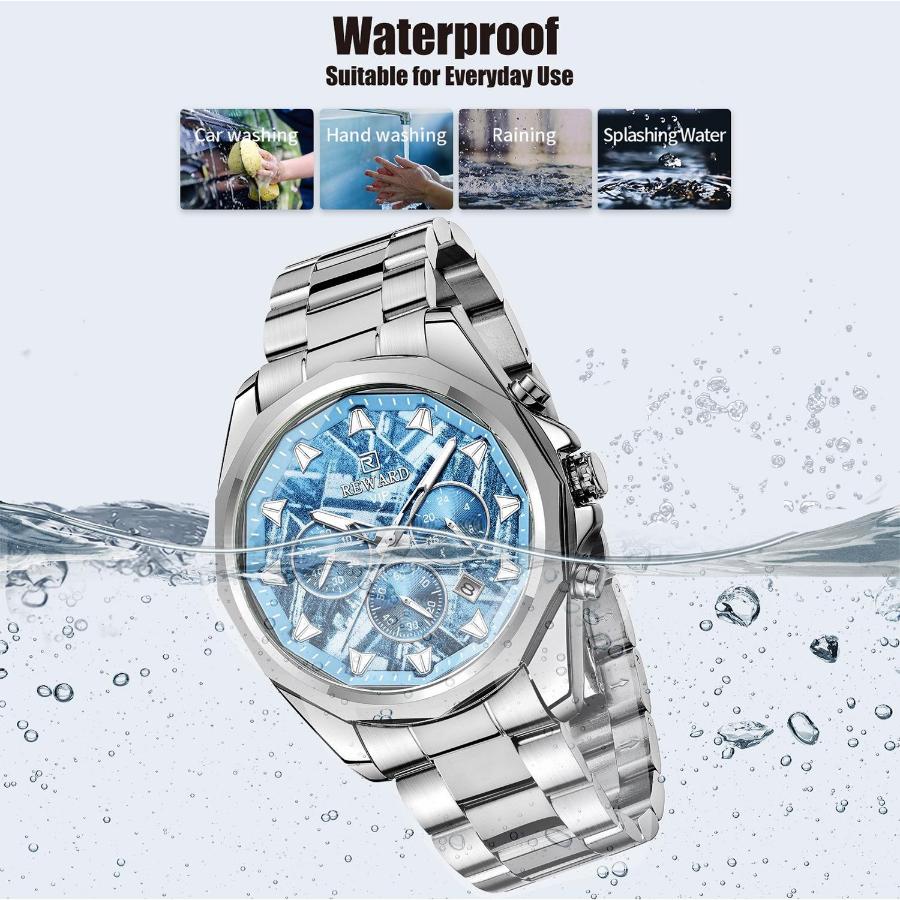 Watches for Men Stainless Steel Fashion Business Chronograph Watch Luminous Waterproof Luxury Men's Wrist Watch