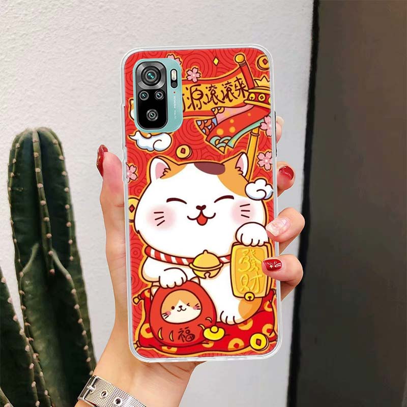 Lucky Cat Maneki Neko Japanese For Xiaomi Redmi Note 14 13 12 11 Pro Plus Phone Case 14S 12S 11S 11E 11T 10S 10 9S Fundas Cover