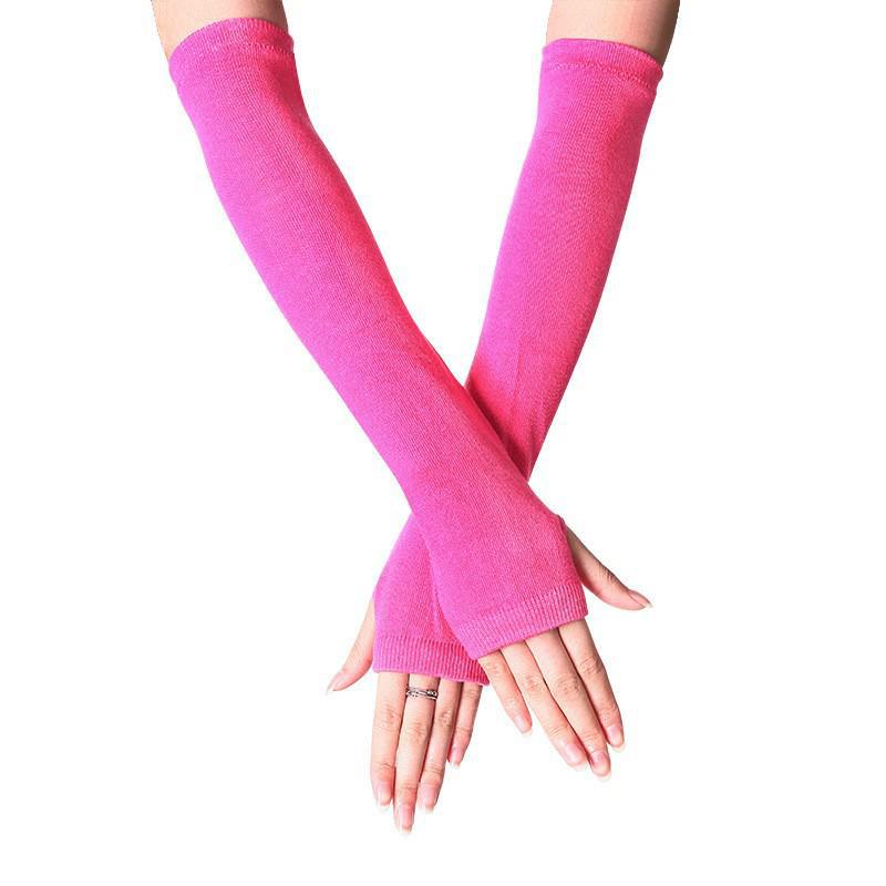 Korean Style Women's Long Fingerless Wool Gloves - Cute Half-Finger Design for Autumn and Winter