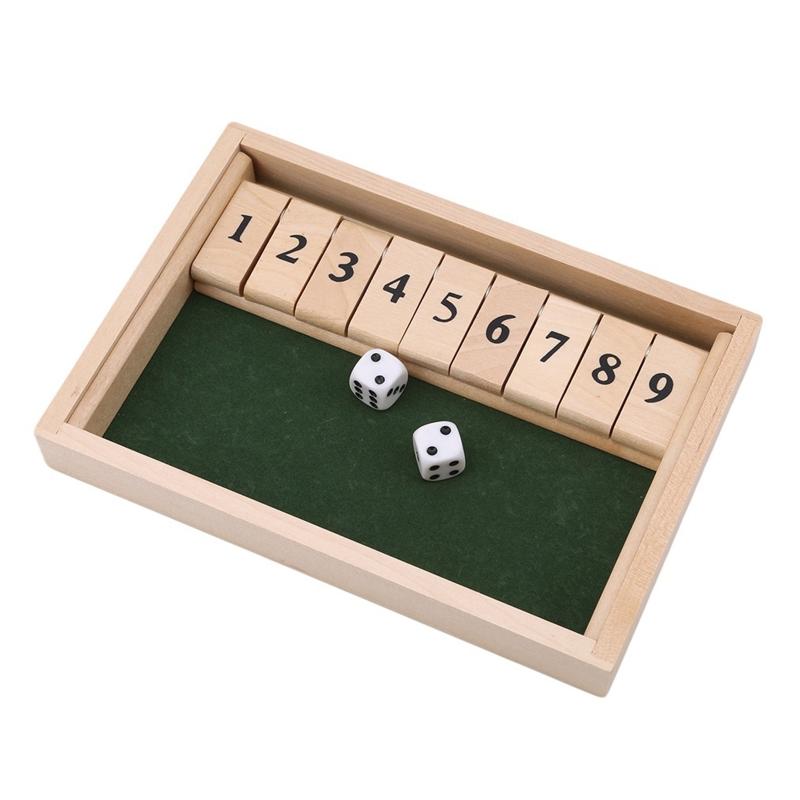 Classic Game Shut the Box Bar Game for W/ 9 Digital Tile 2 Dice for Party Desktop Men Women Interaction Family Gathering