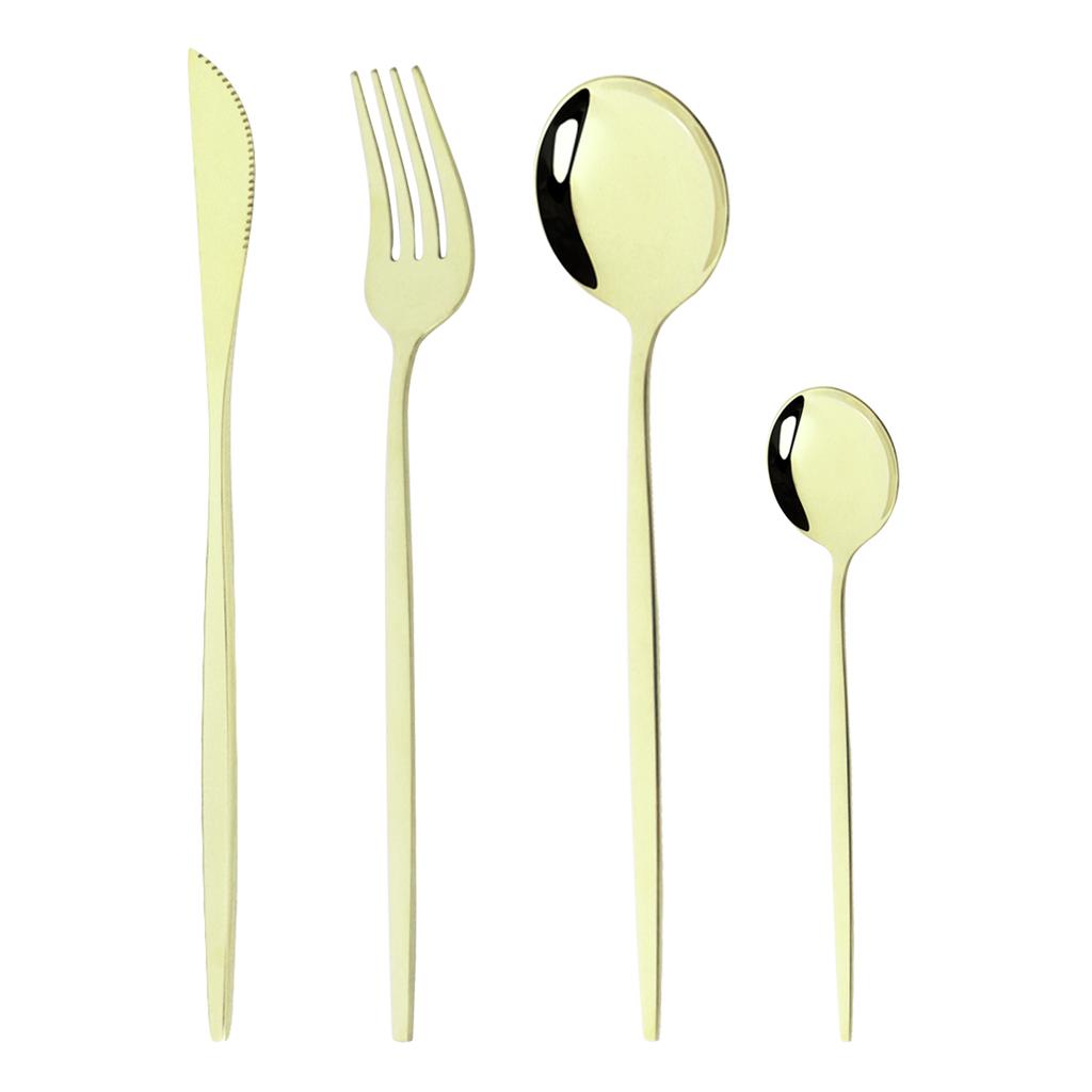 Gold Western Geschirr Geschirr Dessert Messer Gabel Kaffee Löffel Teelöffel Stahl Besteck Set Edelstahl Hause Abendessen Set