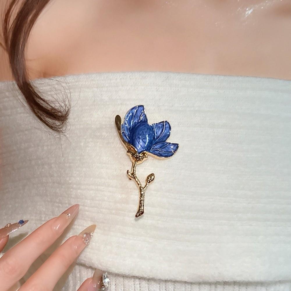 Zinc Zinc Alloy Magnolia Flower Brooch Orchid Flowers Banquet Clothes Metal Pin  Clothes Accessories