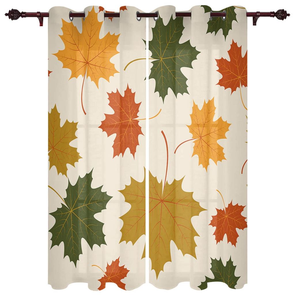 Autumn Leaf Pumpkin Print Curtain Fall Festival Curtains Bedroom Living Room Happy Thanksgiving Decor With Blackout Polyester Perfect For