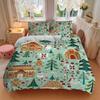 3pcs Christmas Holiday Gift, Gingerbread House Bedding Set with 1 Quilt Cover and 2 Pillowcases (No Core), Festive Decorative Polyester Fabric