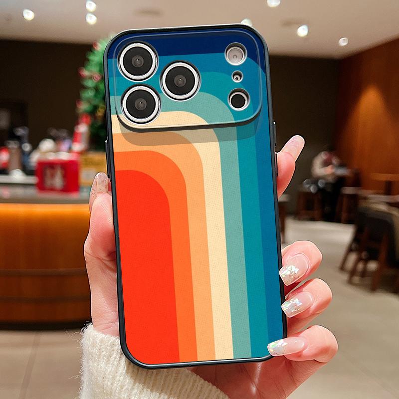 Rainbow Color Striped Phone Case For iPhone 17 Pro Max Hybrid TPU+PC Magnetic For Magsafe Matte Cover For iPhone 16 15 14 13 Pro Max