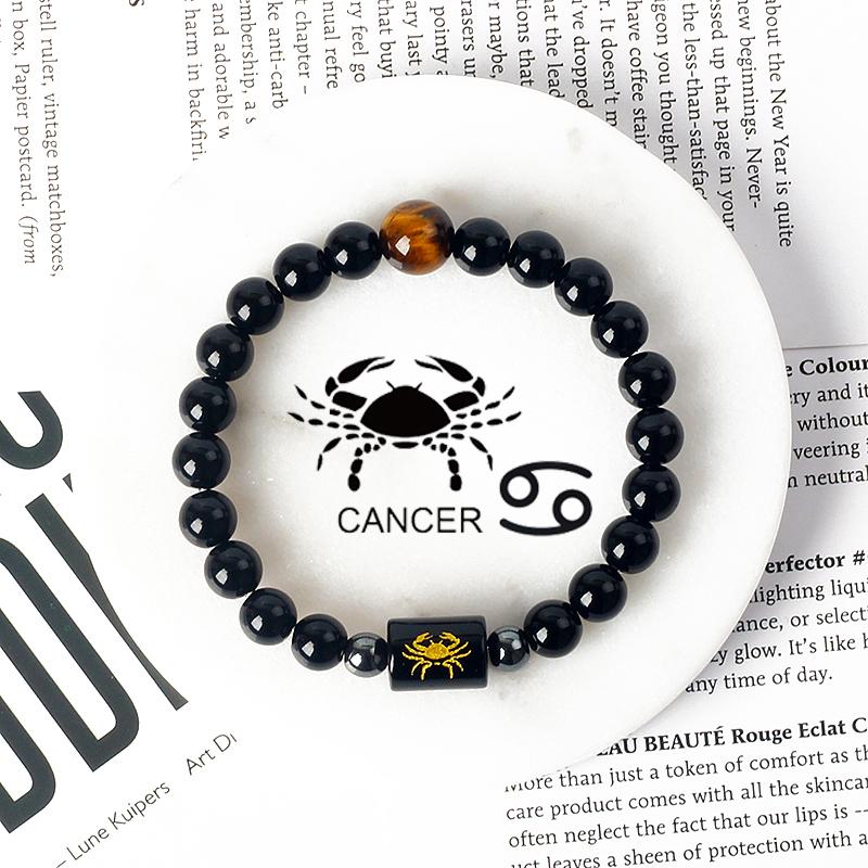 12 Constellations Scorpio Bracelet Natural Stone Tiger Eye Beads Bracelets for Men Women Cancer Virgo Leo Libra Couple Jewelry
