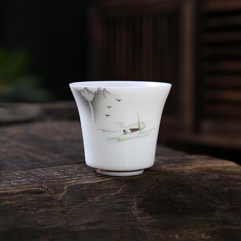 Hand-painted White Porcelain Tea Tasting Cup