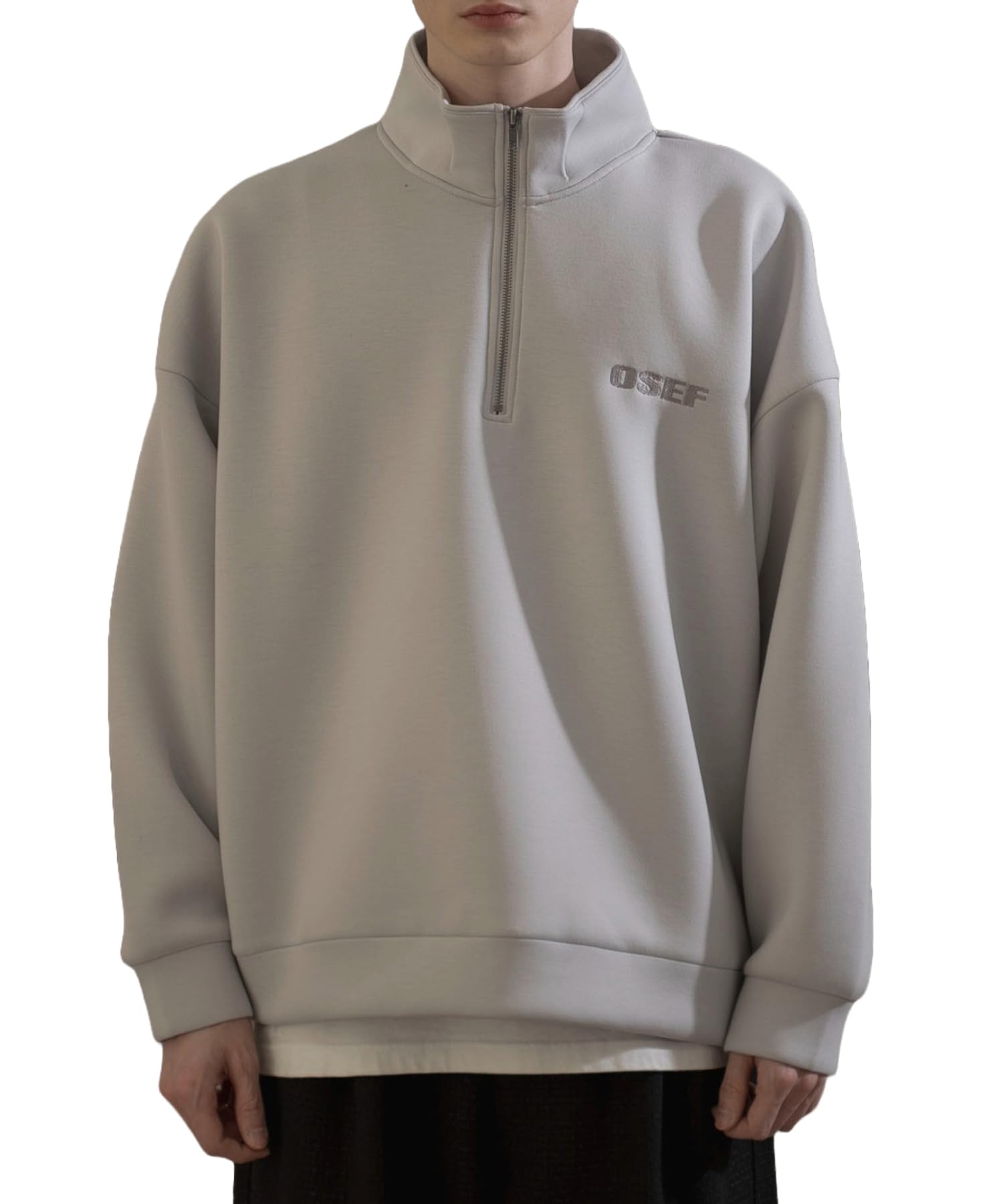 

WEGO KEEPWARM BIG Pullover Oversized Korean Size Light Gray Half-Zip Sweatshirt, Unisex, Silhouette, Simple, Casual, Style, Warm, Gift, Spring/Winter,