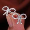Elegant Bow Micro-inlaid Diamond Stud Earrings - Pure Copper, Creative Fashion Style