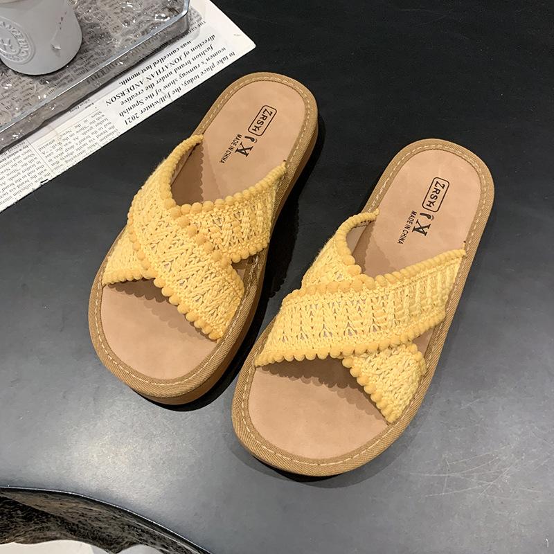 

Thick-soled slippers women wear non-slip beach slippers in summer 40 лимонно-желтый