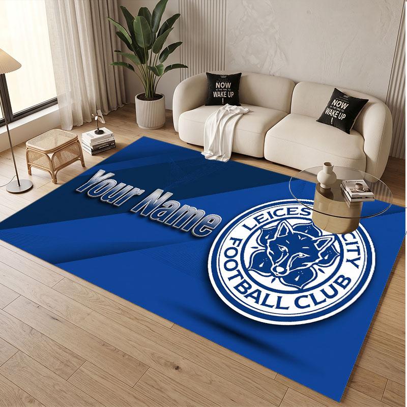 Custom Rug Leicester City Pattern Print Name Text Soft Non‑Slip Floor Carpet for Home Indoor Decoration