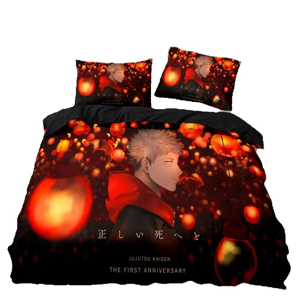 Satoru Gojo Quilt Cover And Pillowcases Single/Double/Queen/King,Japan Famous Anime Duvet Cover Sets,Jujutsu Kaisen Bedding Set