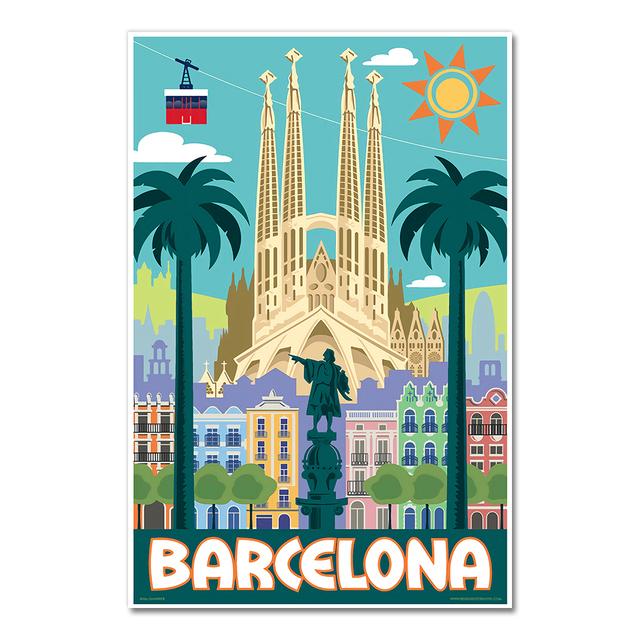 Europe Spain Barcelona Pop Art Travel Canvas Paintings Vintage Kraft Posters Coated Wall Stickers Home Decor Family Gift No Frame