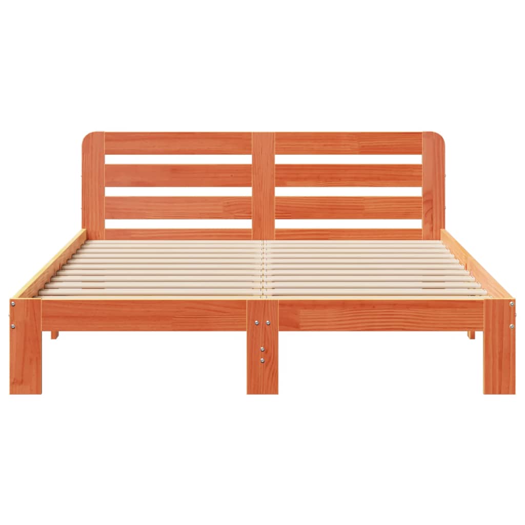 Solid Wood Bed Without Mattress Wax Brown 120x190 Cm Pine Wood