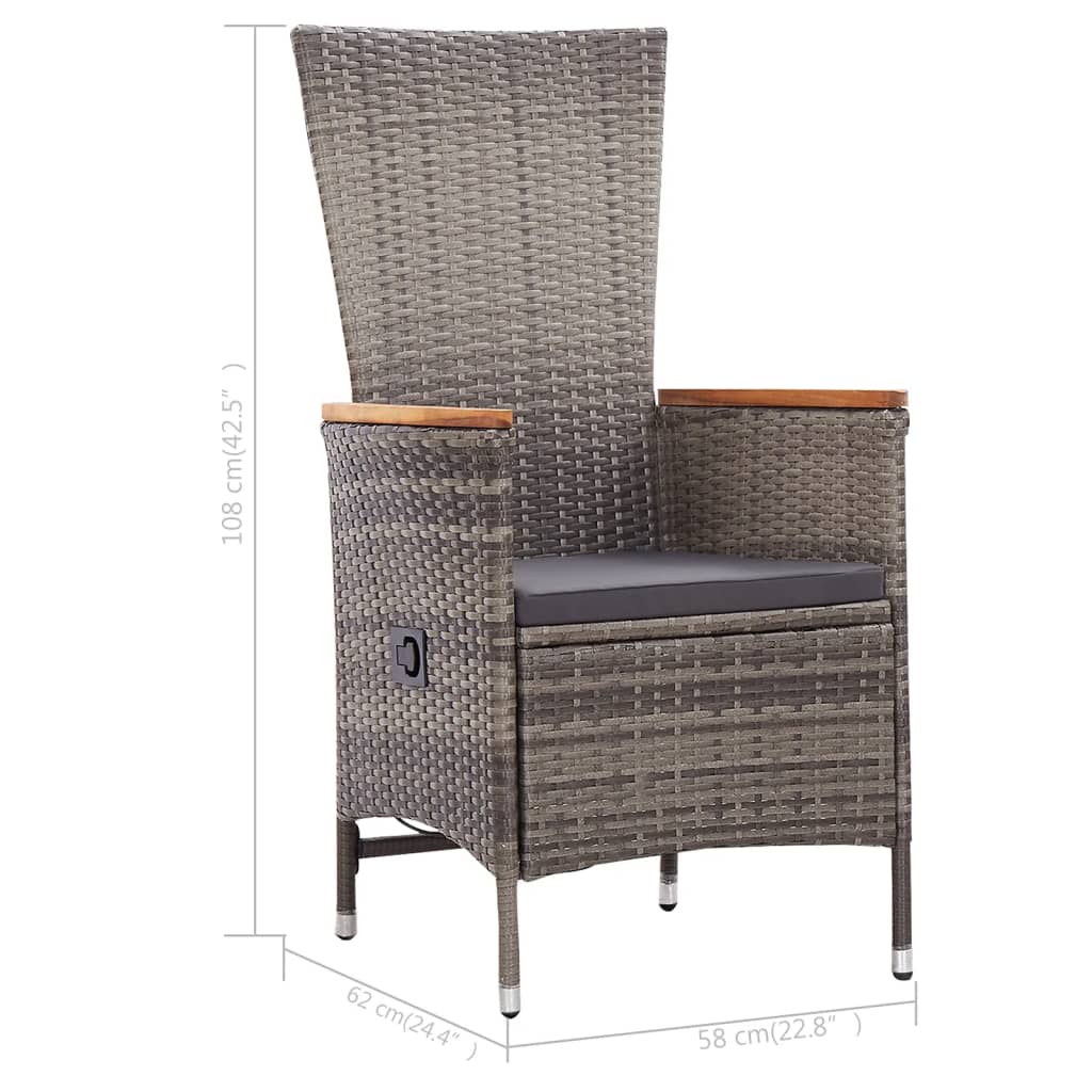 Garden Chairs 2 pcs with Cushions Grey Poly Rattan