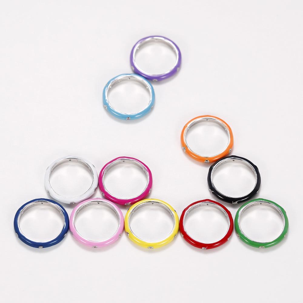 Cao Shi Summer Rainbow Enamel Zircon Ring - Minimalist Ins Style Accessory