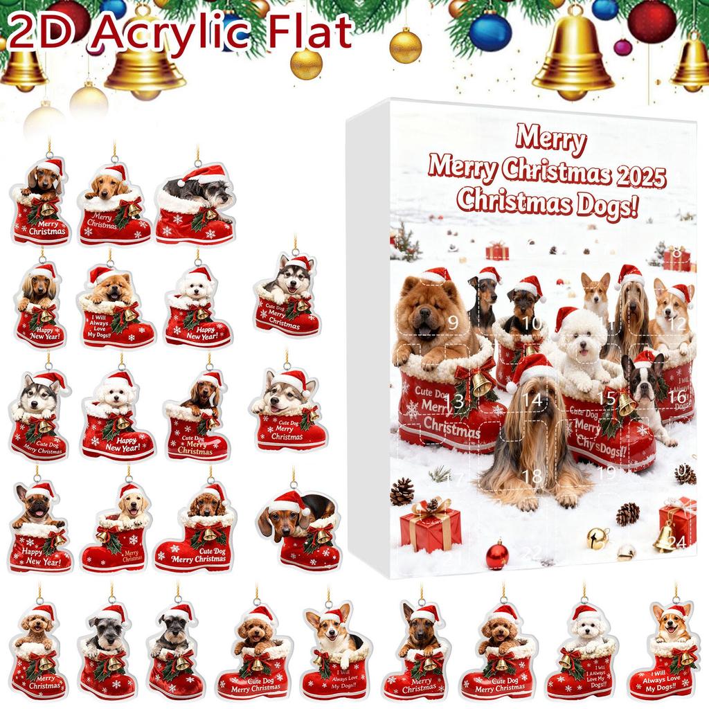 Christmas Dog Advent Calendar 24 Dog Themed Christmas Ornaments Holiday Countdown Calendar Dogs Wearing Red Shoes Perfect For Pet Lovers, Pet Owners