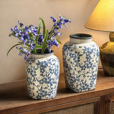 Retro-Keramikvasen im chinesischen Stil, Dekoration für Zuhause, Wohnzimmer, exquisite Blumenvase, hochwertige Vase für Blumenarrangements im Büro