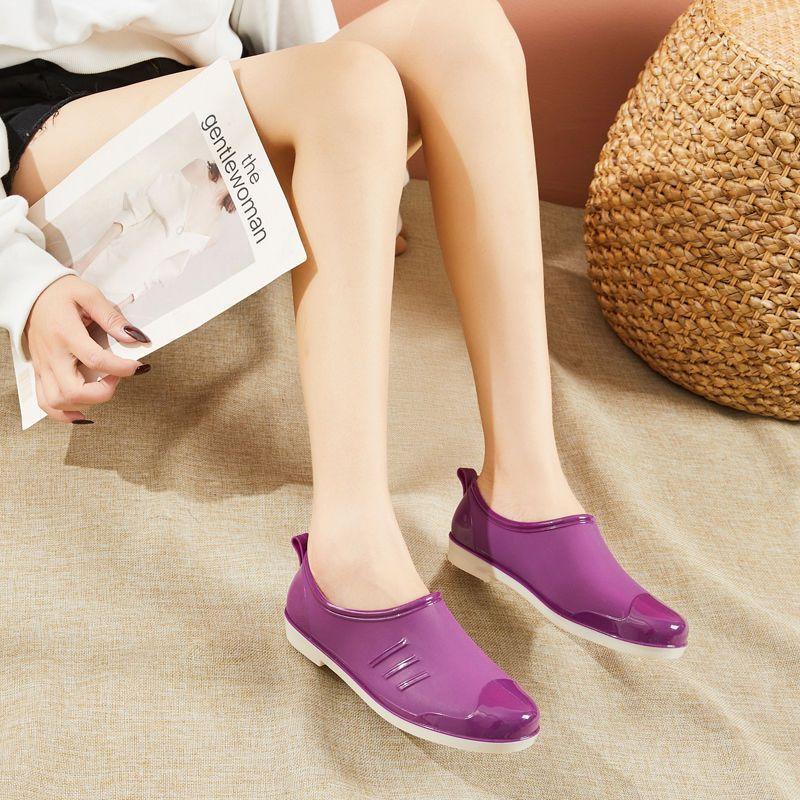 Mutter Regenschuhe Damen flacher Mund neue Mode leichte Regenstiefel tragen rutschfest Erwachsene Arbeit Autowäsche Klebeschuhe
