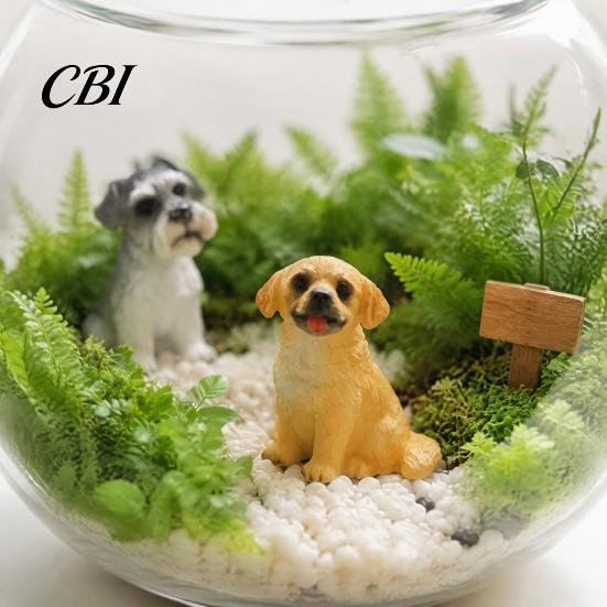 Decorative Resin Statues Cute Puppy Figurine, Ornament for Desk And Car Decor, Small Garden Realistic Dog Figurines, Miniature Animal Statue