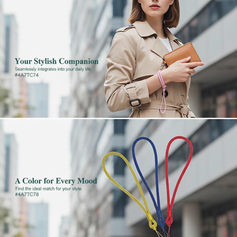 Mobile Phone Lanyard Short Wrist Rope Reinforced Color Matching Hand-Woven Pendant Female Male Accessories Anti-Loss Lanyard.