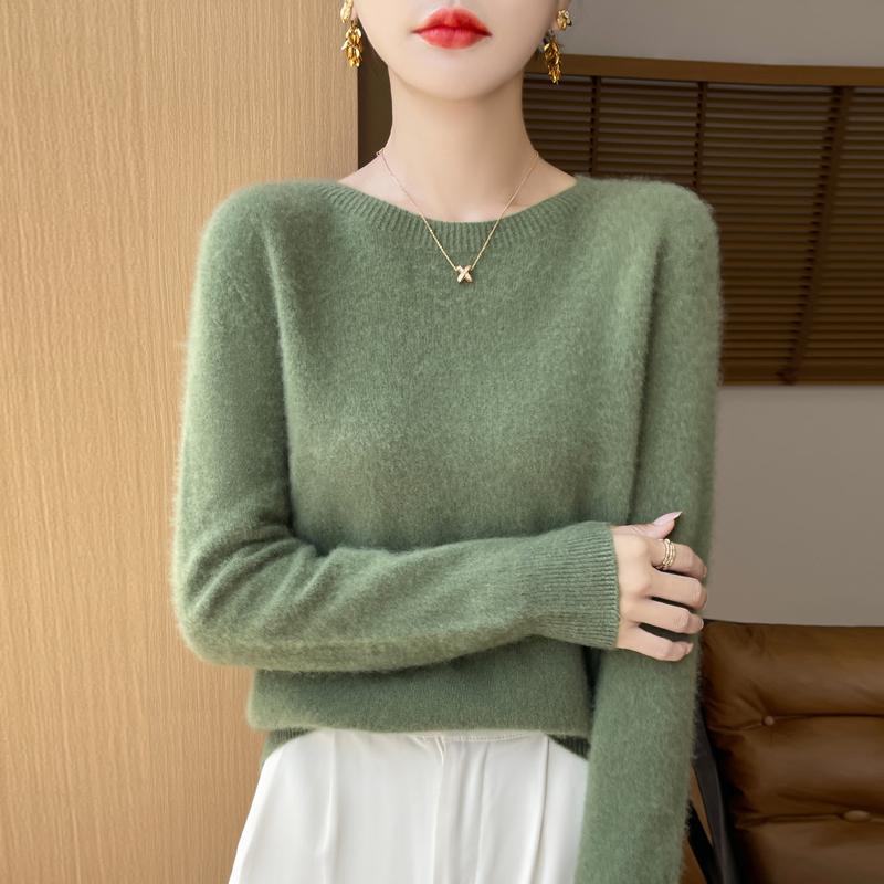 Women's Cashmere Sweater Qinghe Cashmere 30% Cashmere 70% Wool Autumn and Winter Pullover Warm and Fashionable