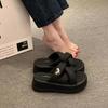 Internet Celebrity Slippers Women's Summer Wear Niche High Sense 2025 New Black Super Fire Heightening Platform Sandals Beach Shoes