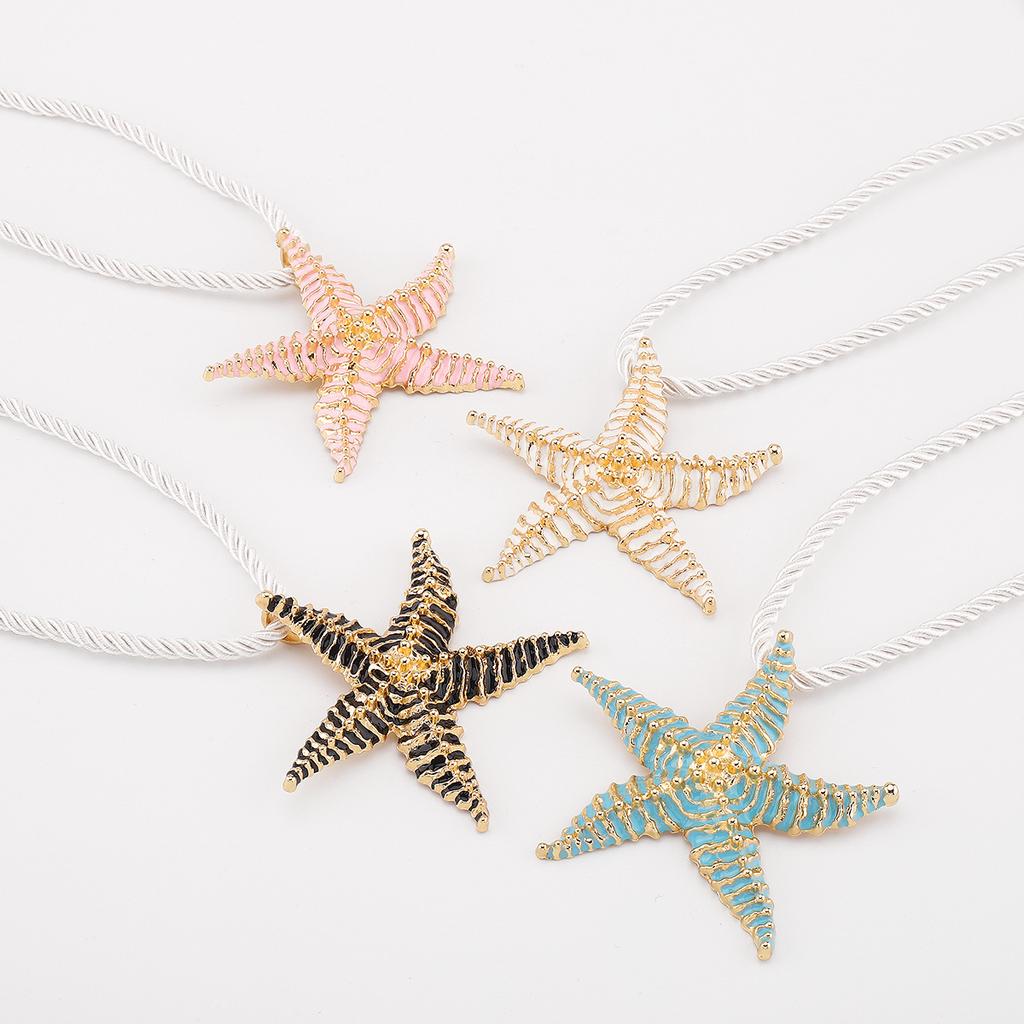 Tooxika Beach Starfish Pendant Necklace Women Summer New Irregular Alloy Collarbone Chain