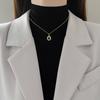 Egg-Shaped Emerald Full Diamond Light Luxury Temperament Gorgeous Full Diamond Necklace Female Versatile Collarbone Chain Titanium Steel