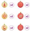 Christmas Ornament Set 40 Pcs Gold and Red Plastic