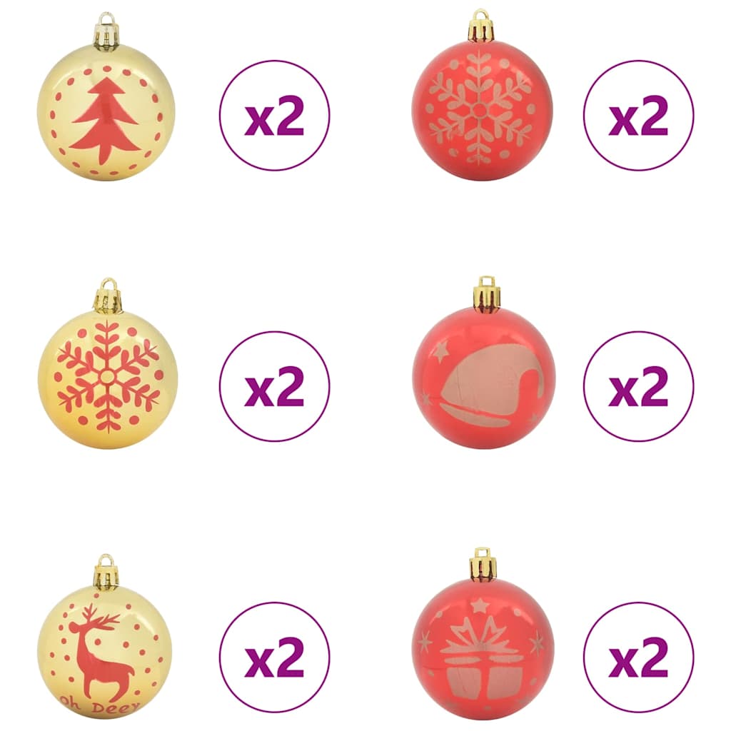 Christmas Ornament Set 40 Pcs Gold and Red Plastic