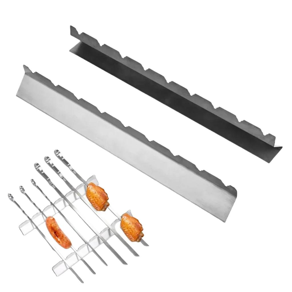 2pcs Kebabs Racks Stainless Steel Anti-deform Utensils Grill Skewers Holder Kebabs Skewers Racks BBQ Accessories