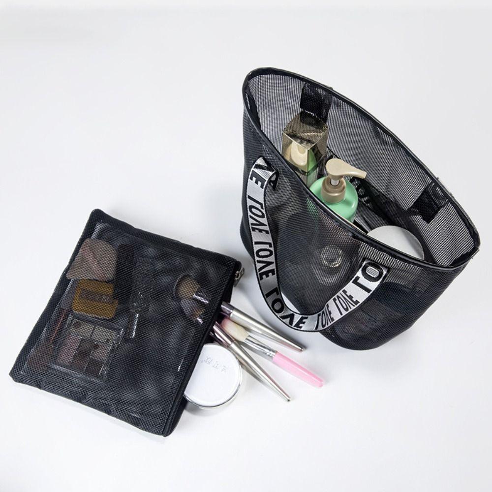 Draagbare Mesh Schoudertas Grote Capaciteit Transparante Make-up Opbergtas Hol Multifunctionele Strandtassen Dames