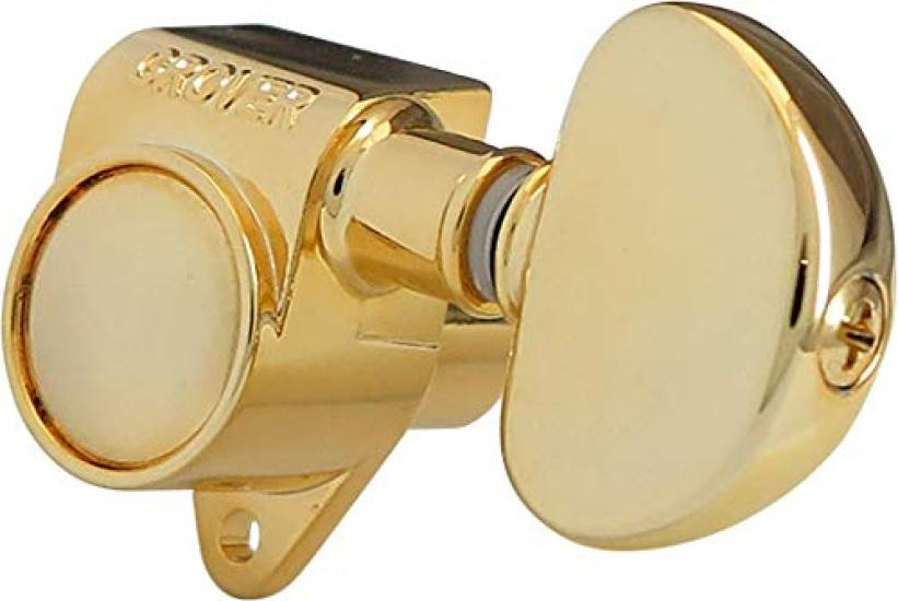 [Officially Imported] GROVER 102G Large Guitar Tuners, 3:3 Layout, for 4-6 Strings, Gold, Single Unit