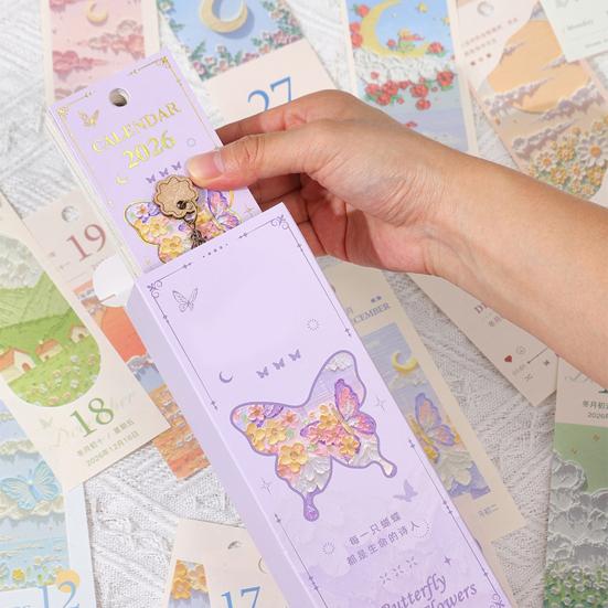 2026 Oil Pastel Desk Calendar Daily Planner Event Marker Desk Calendar Decorative Coil Bound