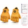 MJMOTO Retro Leder Motorrad Halbfingerhandschuhe Touchscreen Motocross Handschuhe Hartschalen Schutz Motorradhandschuh Atmungsaktiv