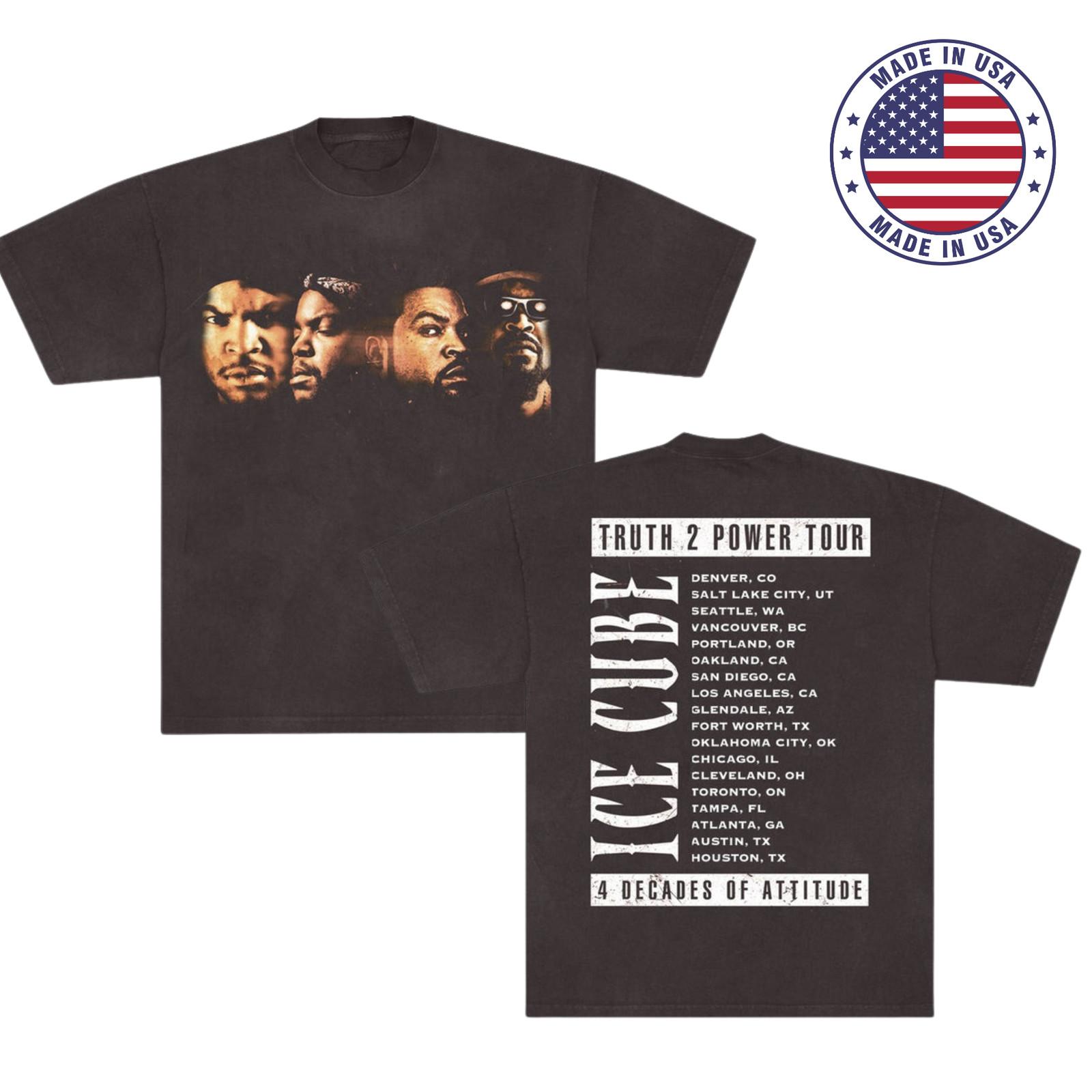 Ice Cube Truth 2 Power Faces Tour T-Shirt Unisex Heavy Cotton All Sizes XL
