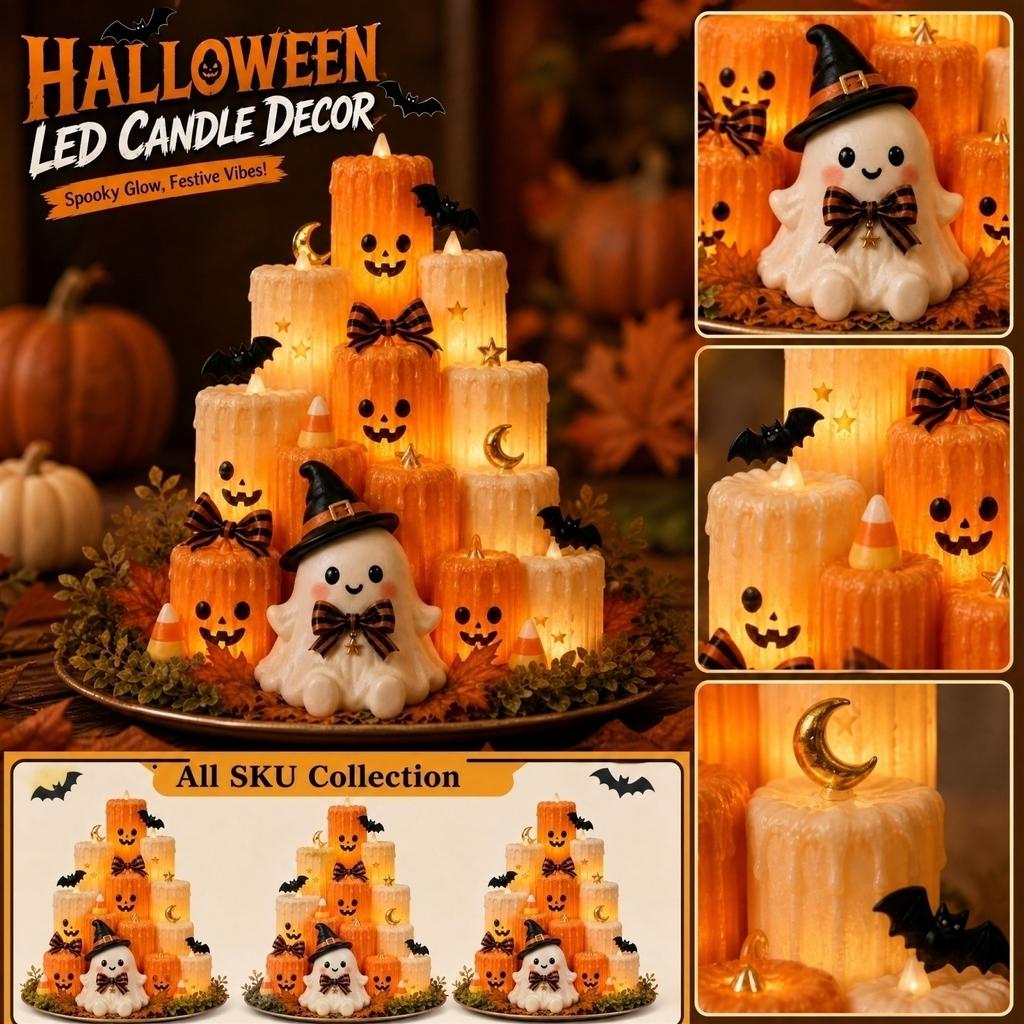 Halloween Mehrschichtige Kerze Kürbis Harz Tischdekoration für Party-Ausstellung