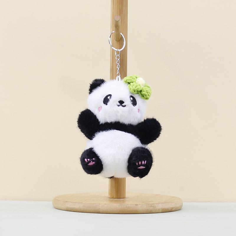 

Head Flower Cute Red Panda Keychain Cartoon Girl Backpack Decorative Pendant