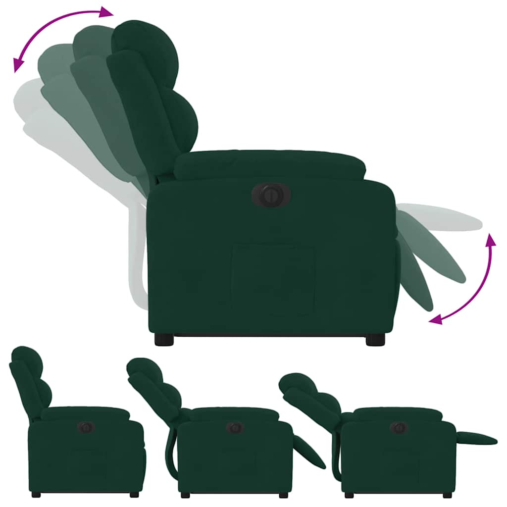 Electric Recliner Chair with Rising Function Dark Green Velvet